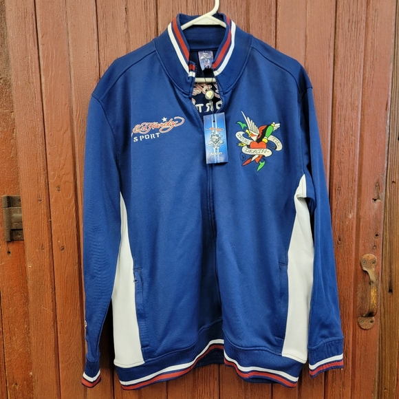 Ed Hardy Other - ED HARDY SPORT - Christian Audigier - ALL EMBROIDERED - TRACK JACKET - XL Blue